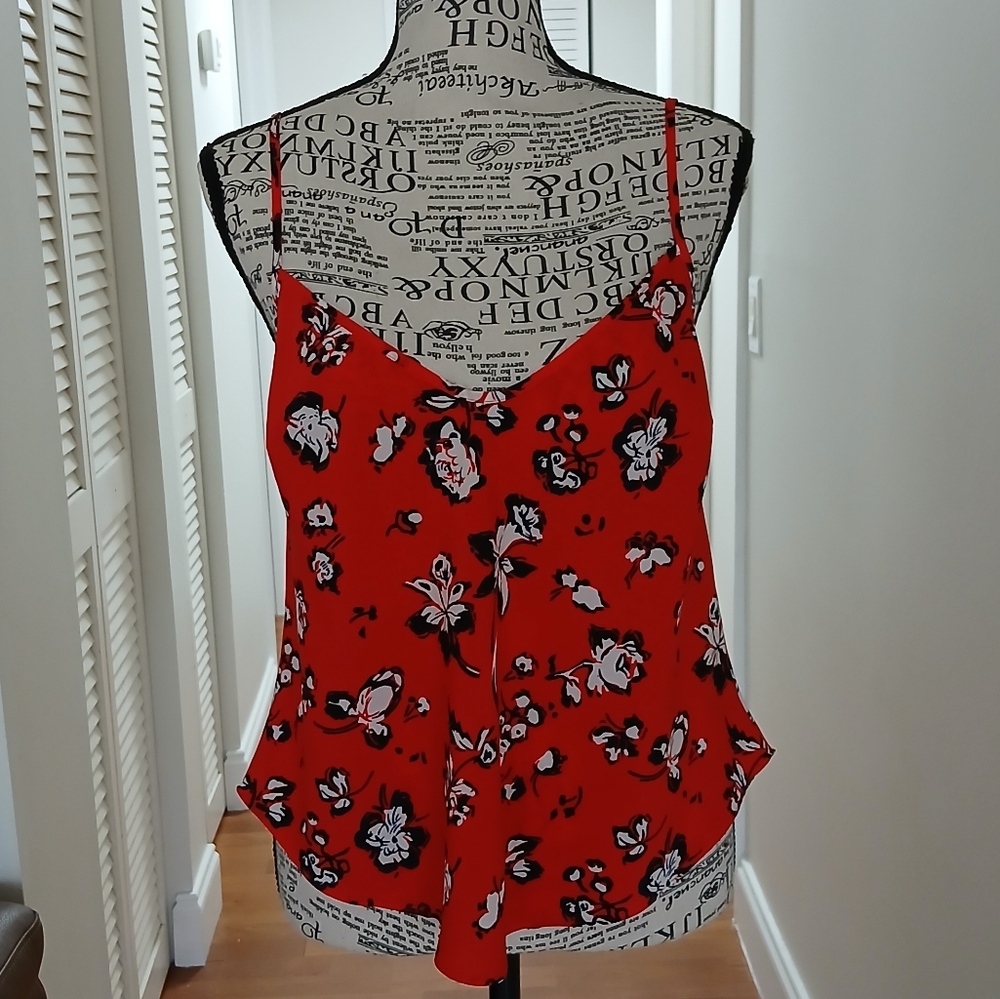 Veronica Beard 100% Silk Floral V Neck Tank Top